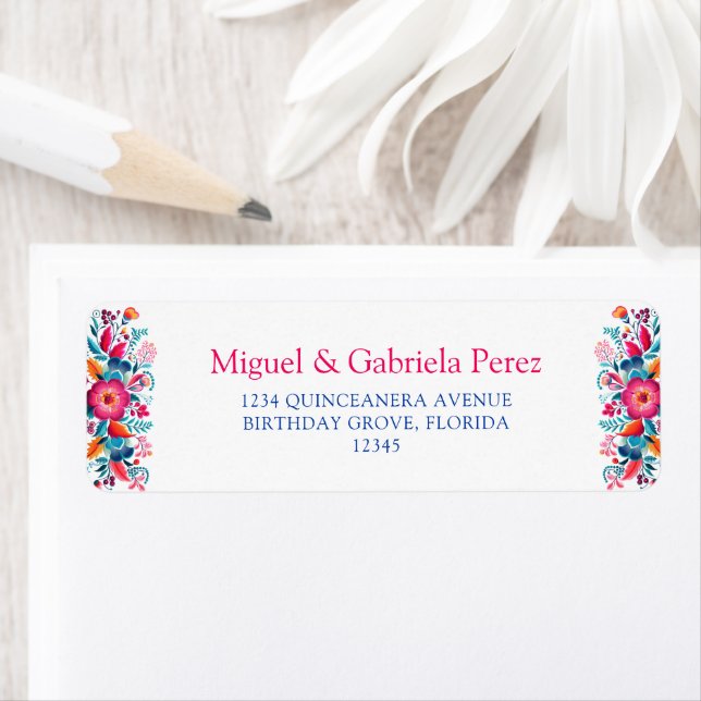 Adresse de retour de Quinceanera florale mexicaine (En situation)