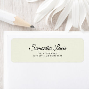 Adresse de Retour de Script Élégant Simple Blanc d