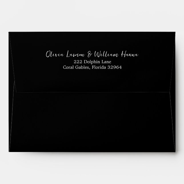 Adresse de retour de script simple Enveloppe noire (Dos (Haut rabat))