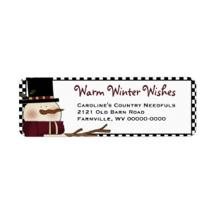 Adresse de retour de Snowman primitif Label- Vacan