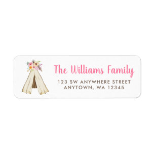 Adresse de retour de Teepee tribal floral de Boho