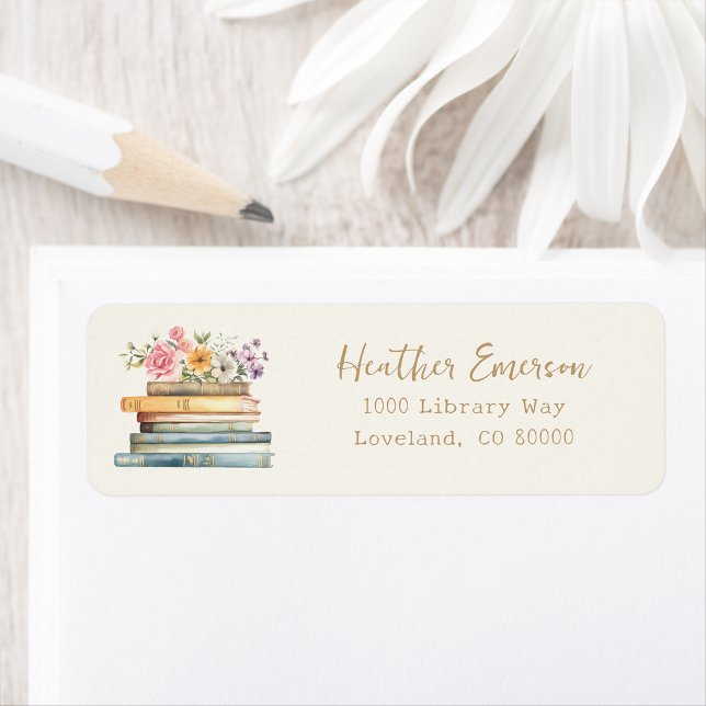 Adresse de retour de thème de livre (Book Theme Return Address Label by Painted Paperie
)