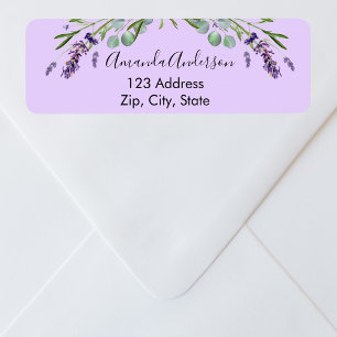 Adresse de retour de violette de lavande eucalyptu