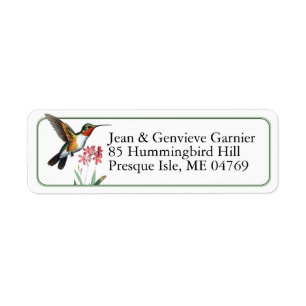 Adresse de retour des oiseaux de colibri à gorge r