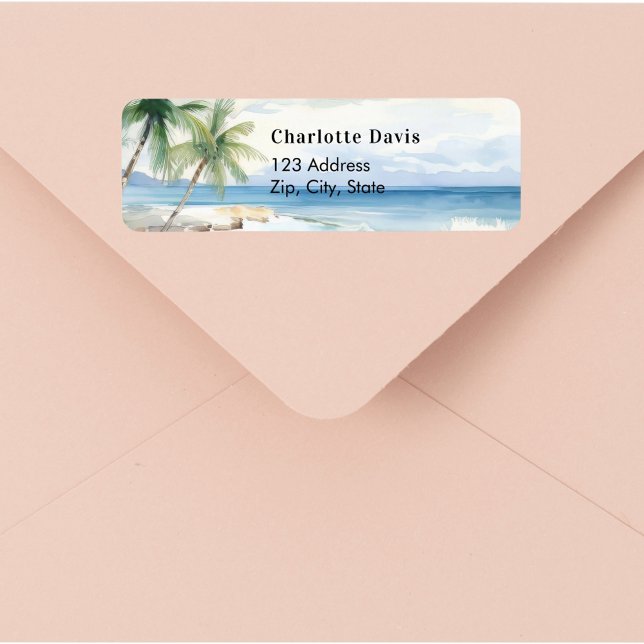 Adresse de retour des palmiers de plage tropicaux (Créateur téléchargé)