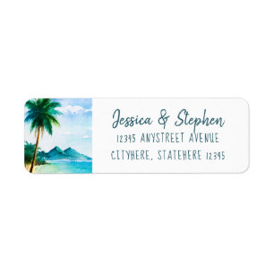 Adresse de retour d'île de plage tropicale de