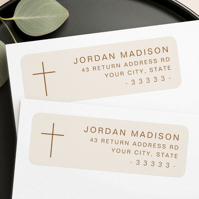 Adresse de retour d'ivoire croisé minimaliste (Minimalist cross ivory return address label)