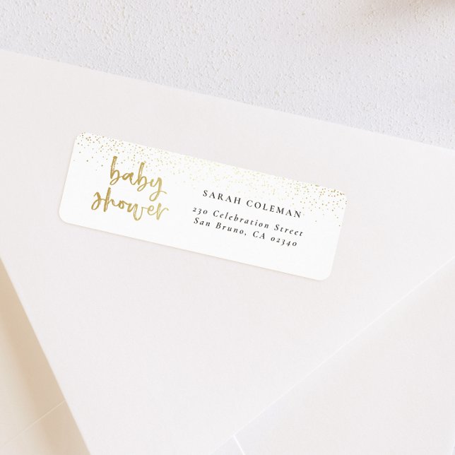 Adresse de retour du Baby shower or brossé (Return Address Label Mock-up)