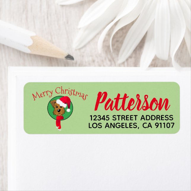 Adresse de retour du chien de Noël Label (En situation)