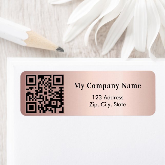 Adresse de retour du code qr d'entreprise or rose (En situation)