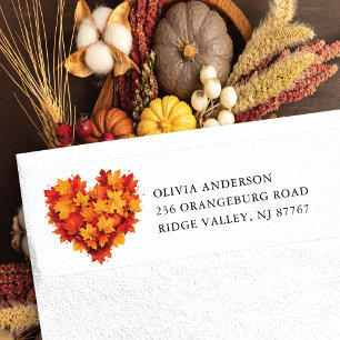 Adresse de retour du coeur de la feuille d'automne