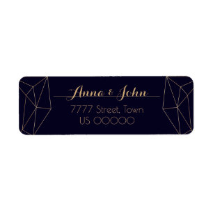 Adresse de retour du coeur géométrique Marine Gold