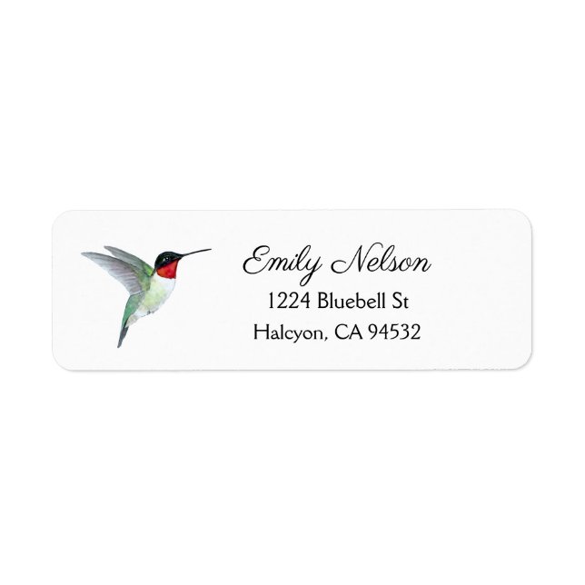 Adresse de retour du colibri à gorge rubis (Devant)