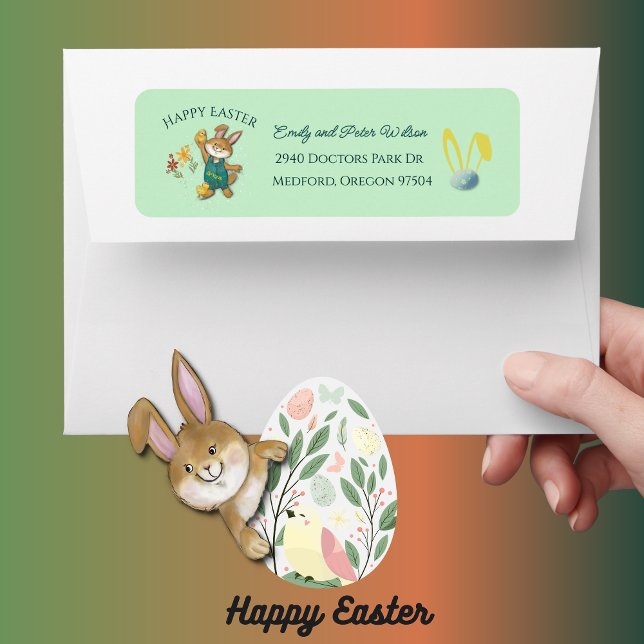 Adresse de retour du lapin de Pâques (Cute Easter Bunny Return Address Label )