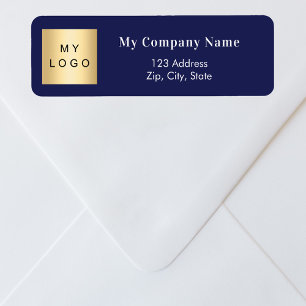 Adresse de retour du logo commercial bleu marine