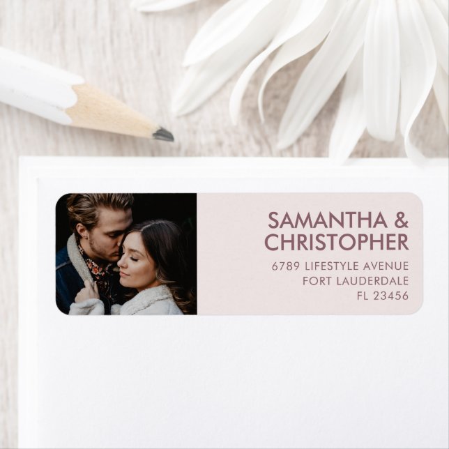 Adresse de retour du Mariage Blush & Rose simple (En situation)
