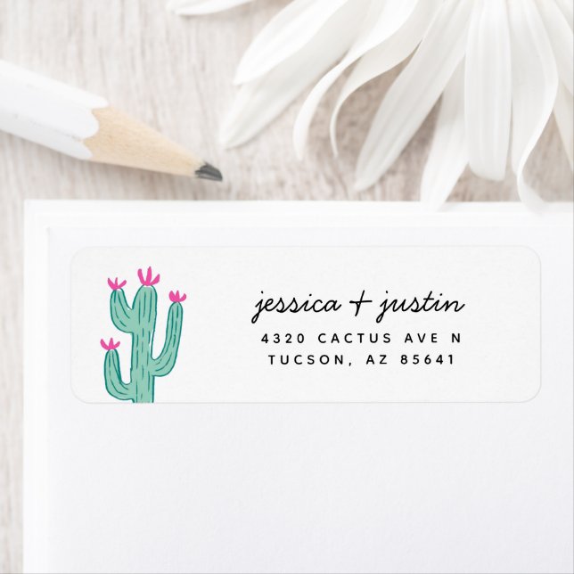 Adresse de retour du Mariage Cactus simple (En situation)