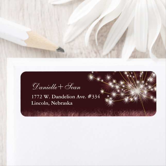 Adresse de retour du Mariage Dandelion Twilight (En situation)