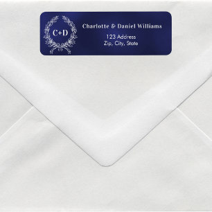 Adresse de retour du mariage de couronne bleu mari