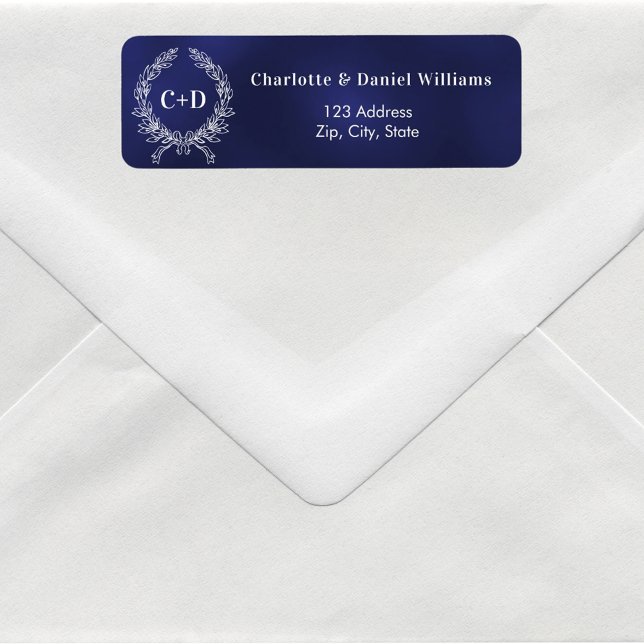 Adresse de retour du mariage de couronne bleu mari (Créateur téléchargé)