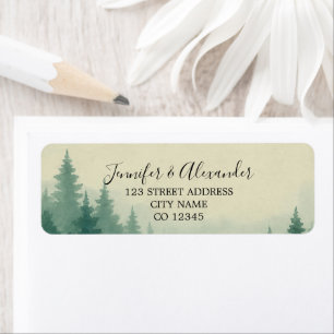 Adresse de retour du mariage de la forêt d'aquarel