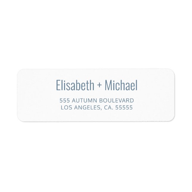 Adresse de retour du mariage de script bleu poussi (Devant)