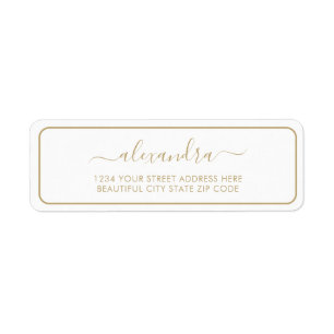 Adresse de retour du Mariage de script Gold élégan