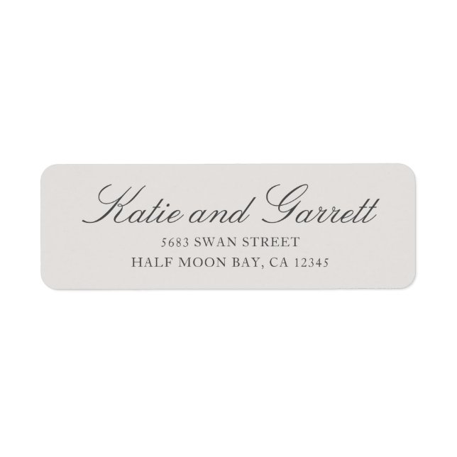 Adresse de retour du Mariage de script gris simple (Devant)