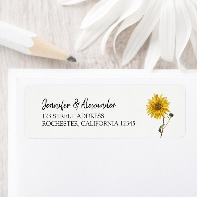 Adresse de retour du mariage de tournesol rustique (En situation)