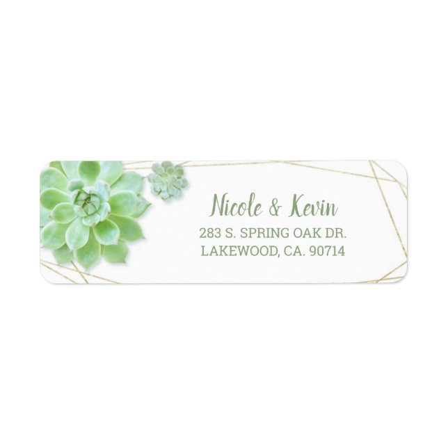 Adresse de retour du Mariage des succulents mignon (Devant)
