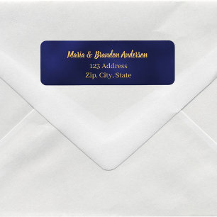 Adresse de retour du mariage d'or bleu marine
