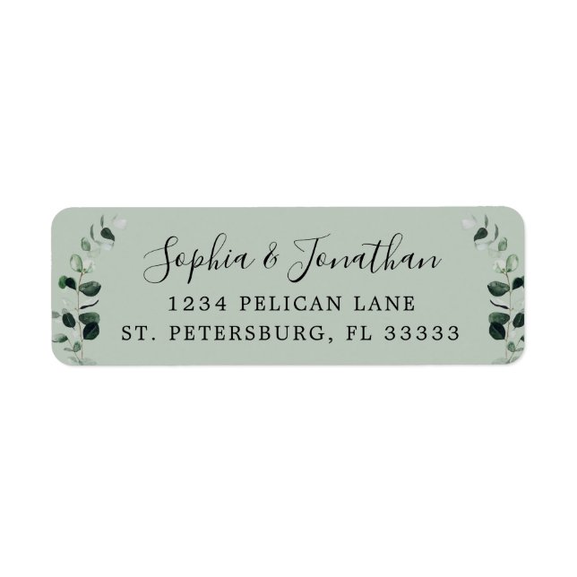 Adresse de retour du Mariage Eucalyptus Sage (Devant)