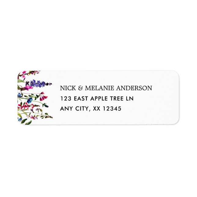Adresse de retour du mariage fleur sauvage élégant (Devant)
