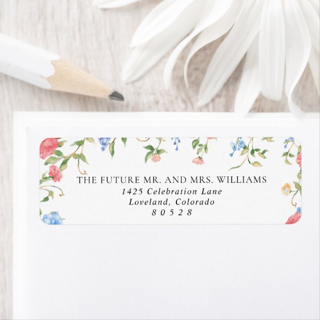 Adresse de retour du Mariage Fleur sauvage élégant (En situation)