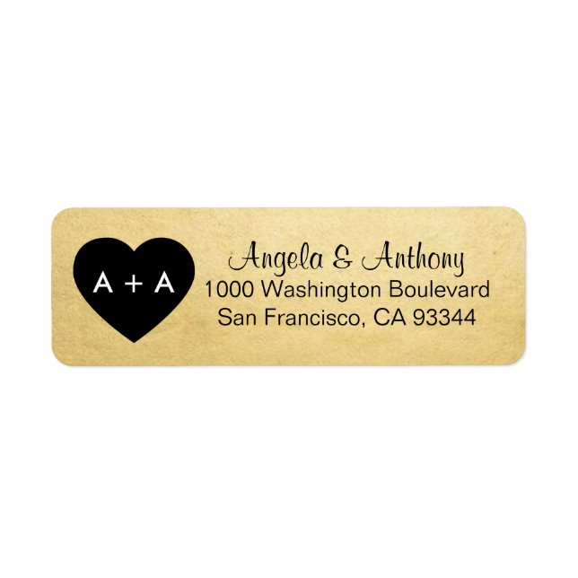 Adresse de retour du Mariage Gold Heart Personnali (Devant)