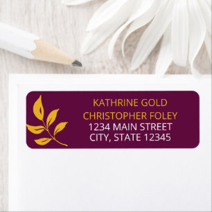 Adresse de retour du Mariage Gold Leaf