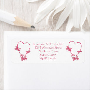 Adresse de retour du mariage Label Coeurs roses