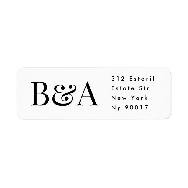 adresse de retour du mariage monogramme élégant (Devant)