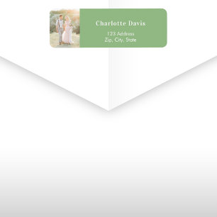 Adresse de retour du mariage photo vert Sage