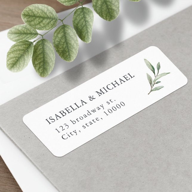 Adresse de retour du mariage simple et rustique (Simple rustic greenery wedding return address label)