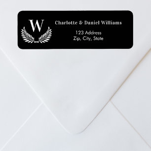 Adresse de retour du monogramme de couronne blanch