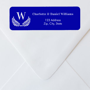 Adresse de retour du monogramme de couronne bleue