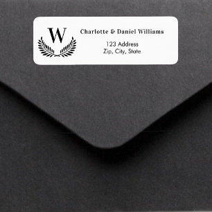 Adresse de retour du monogramme de couronne noir b
