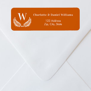 Adresse de retour du monogramme de couronne orange
