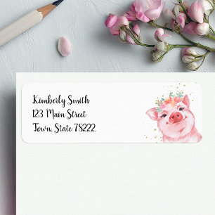 Adresse de retour du porc à l'aquarelle