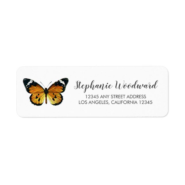 Adresse de retour du script de papillon orange vin (Devant)
