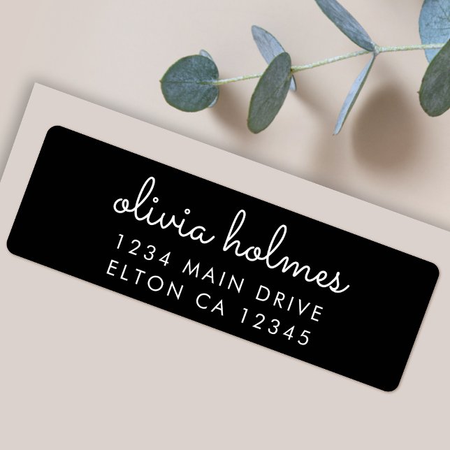 Adresse de retour du script moderne moderne en noi (A stylish monochrome label perfect for personalized stationery and everyday mailing)