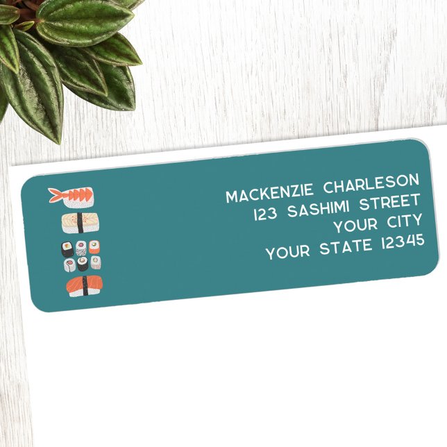 Adresse de retour du Sushi (Japanese sushi fun personalized return address label)