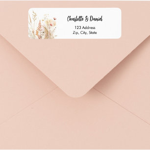 Adresse de retour écriture rose beige fleur sauvag
