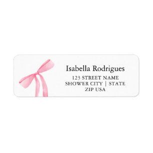 Adresse de Retour Élégante Moderne Rose avec Nœud
